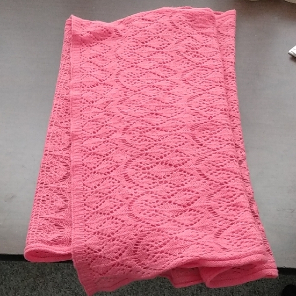 Enzo Mantovani Wool Cashmere Pink Knitted Crochet Scarf wrap - Picture 9 of 13